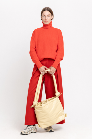 Red alpaca turtleneck sweater