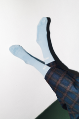 Powder blue rib logo socks