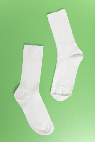White basic rib socks