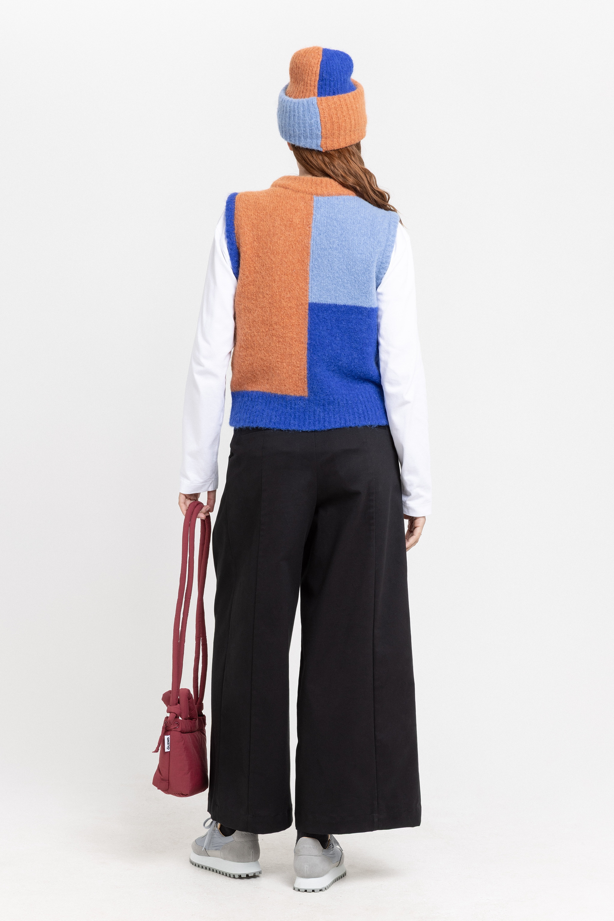 Color block alpaca vest