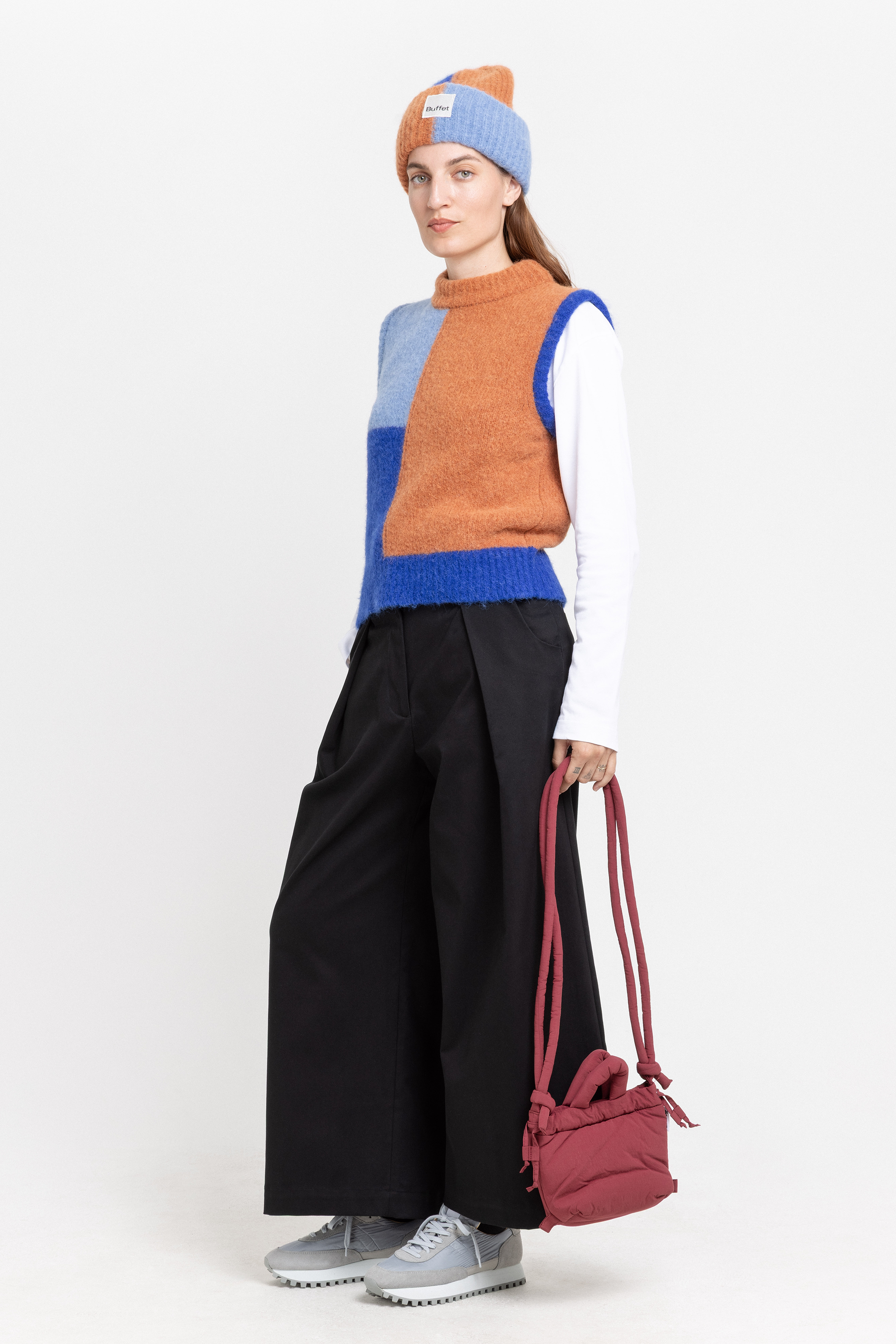 Color block alpaca vest