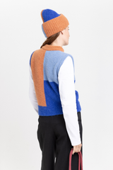 Color block alpaca vest
