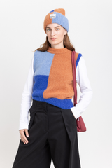 Color block alpaca vest