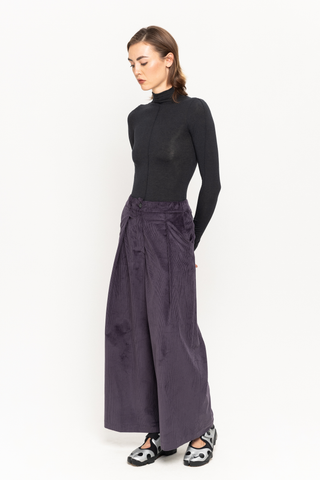 Purple corduroy wide tailored trousers