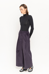 Purple corduroy wide tailored trousers