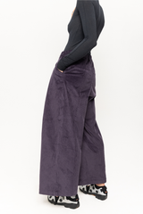 Purple corduroy wide tailored trousers