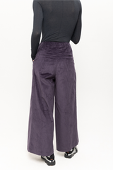 Purple corduroy wide tailored trousers