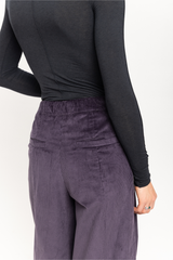 Purple corduroy wide tailored trousers