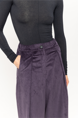 Purple corduroy wide tailored trousers