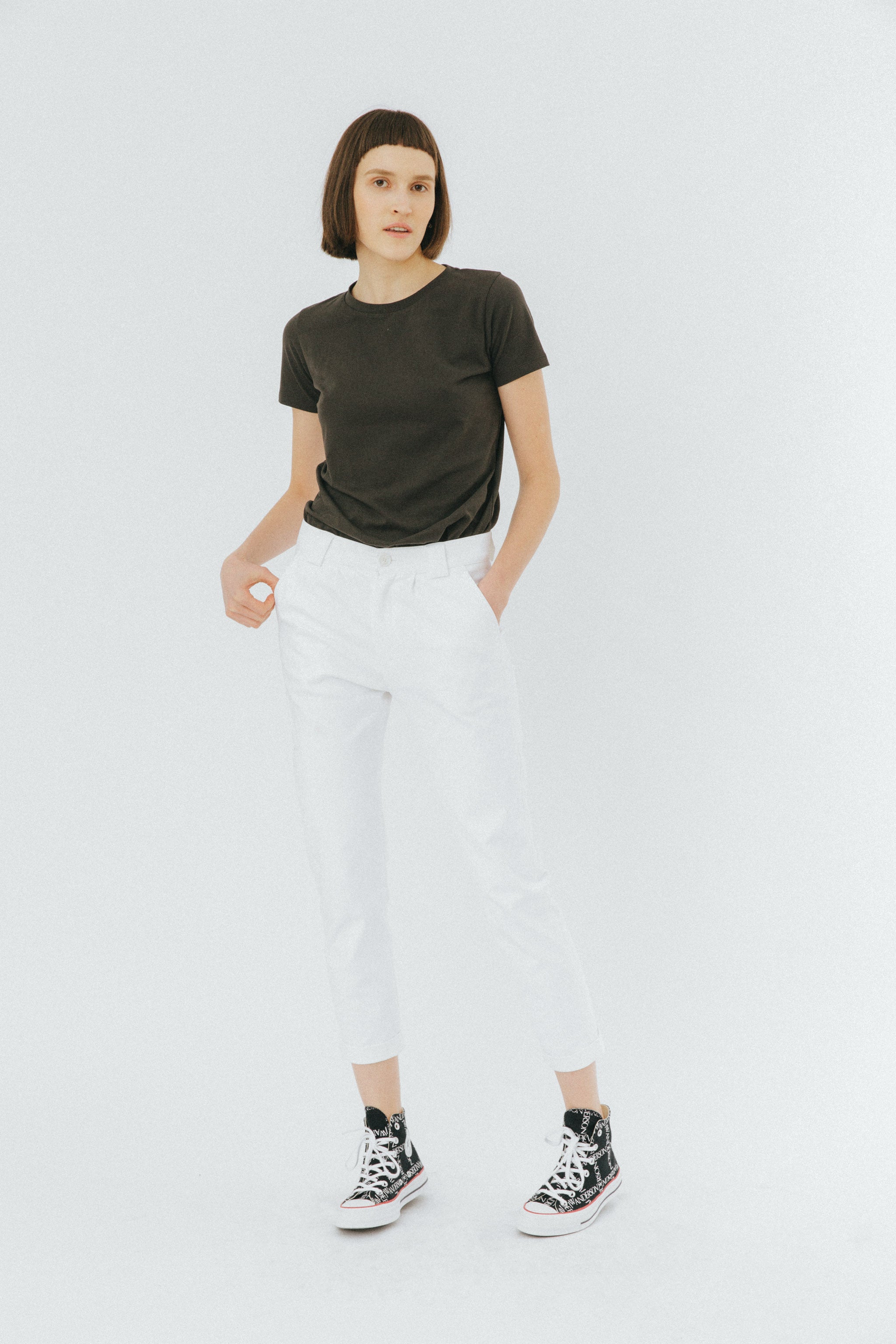 White slim tailored trousers