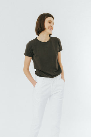 White slim tailored trousers