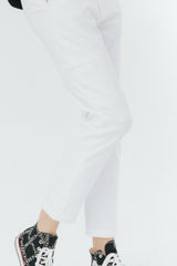 White slim tailored trousers