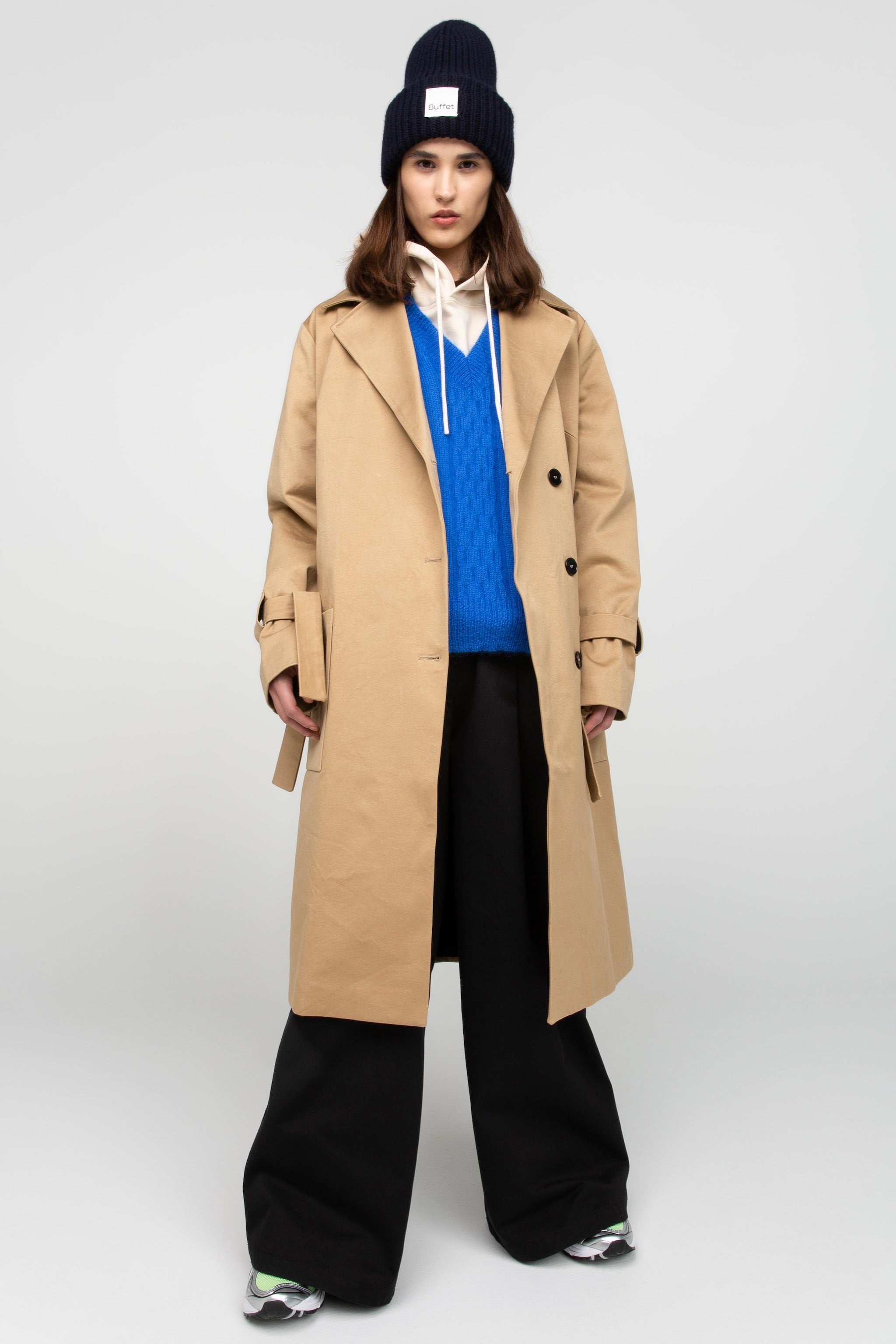 Beige Oversized Trench Coat – Buffet Clothing