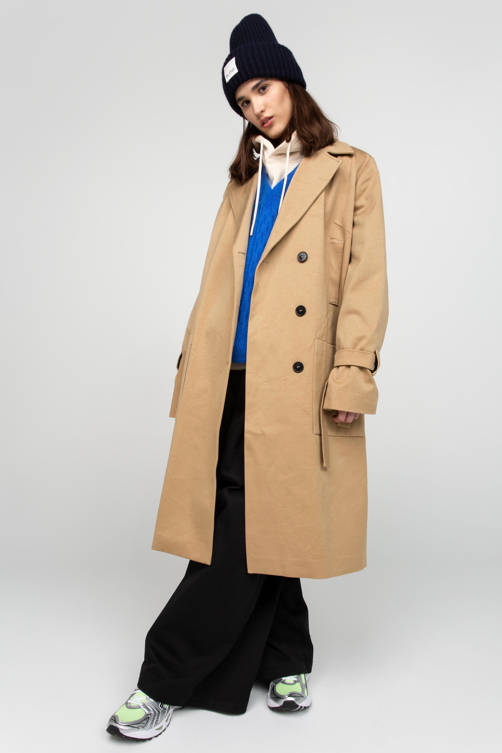 Beige Oversized Trench Coat Buffet Clothing