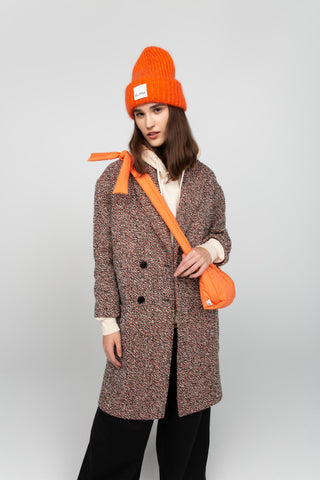 Tweed wool cocoon coat