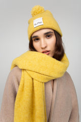 Yellow pom-pom beanie