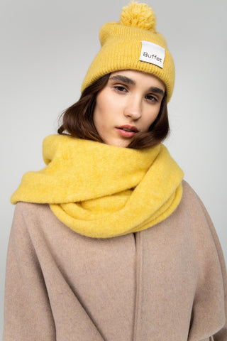 Yellow pom-pom beanie