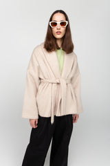 Ivory mohair wrap coat