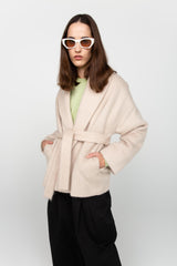 Ivory mohair wrap coat