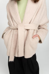 Ivory mohair wrap coat