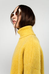Yellow alpaca rib turtleneck