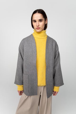 Grey wool kimono jacket