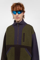Khaki/Purple fleece half zip jacket