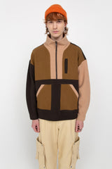 Brown/Beige fleece half zip jacket