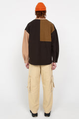 Brown/Beige fleece half zip jacket