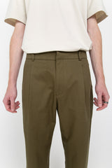 Khaki green men's tailored trousers