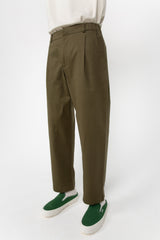 Khaki green men's tailored trousers