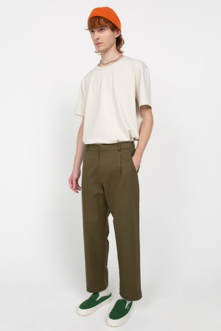 Khaki green men's tailored trousers