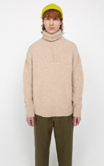 Beige half-zip alpaca sweater
