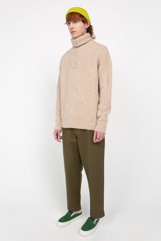 Beige half-zip alpaca sweater