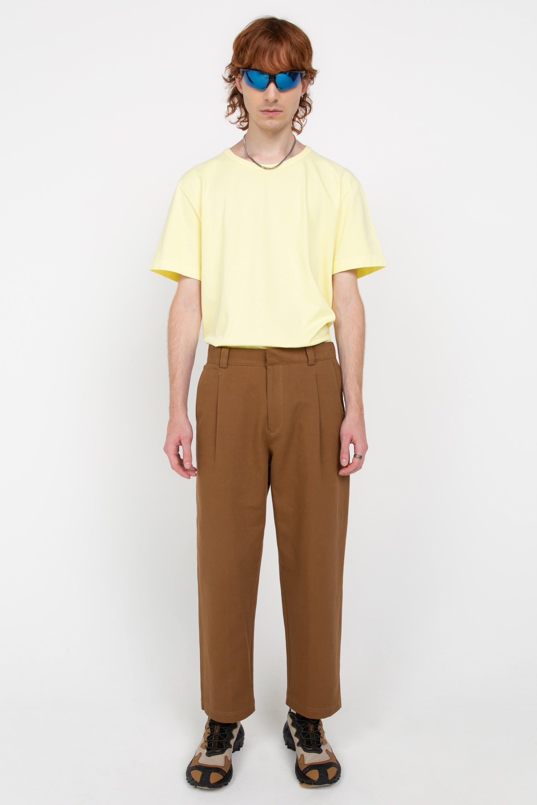 Brown men's tailored trousers