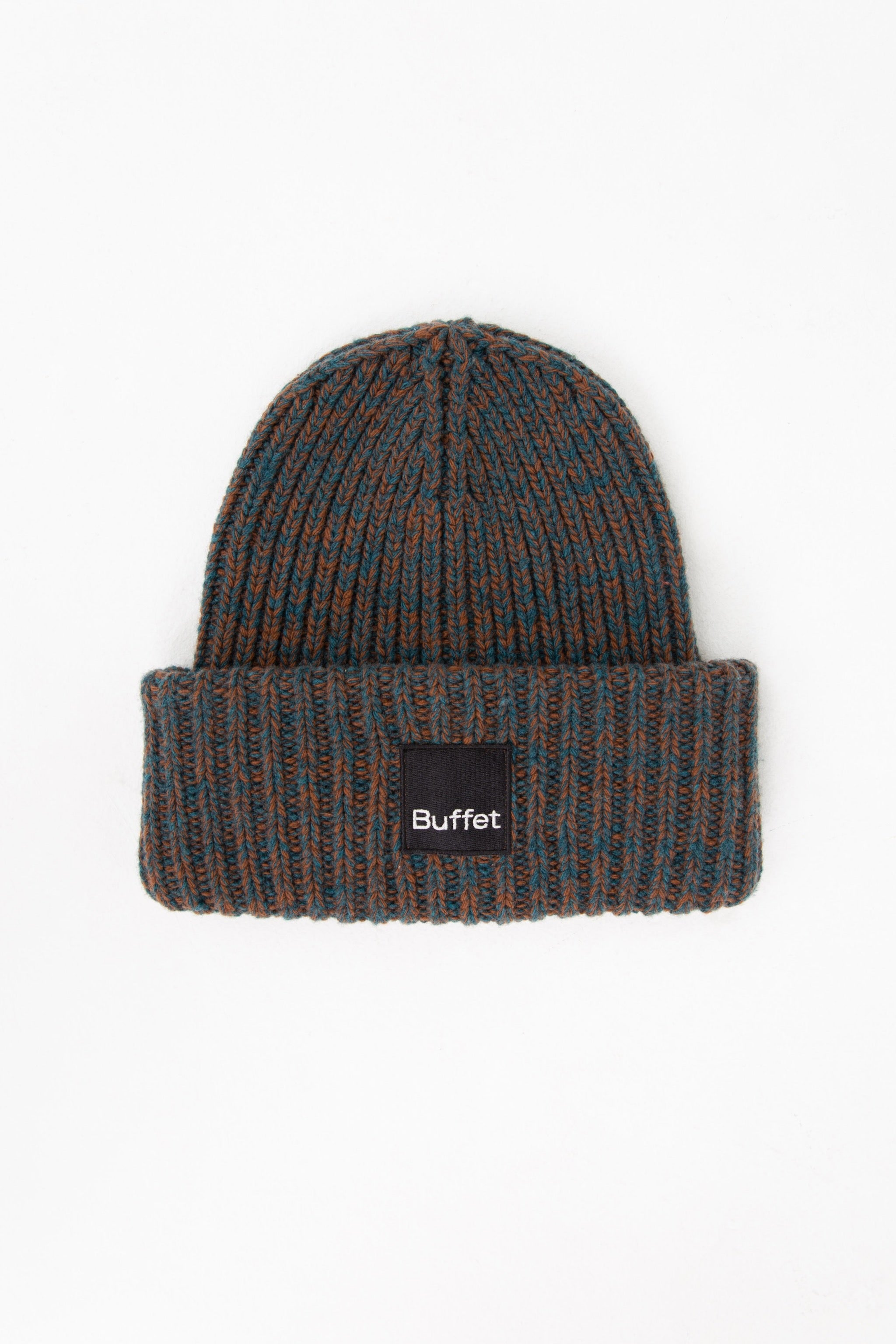Brown/Petrol chunky beanie
