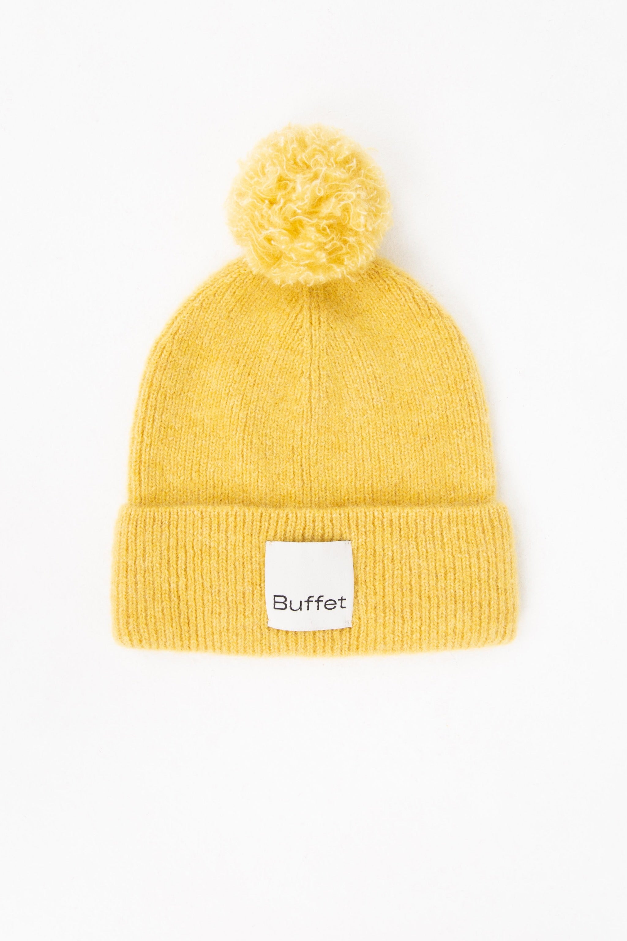 Yellow pom-pom beanie