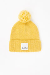 Yellow pom-pom beanie