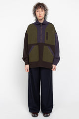 Khaki/Purple fleece half zip jacket