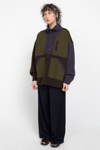 Khaki/Purple fleece half zip jacket