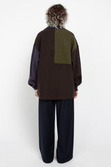 Khaki/Purple fleece half zip jacket