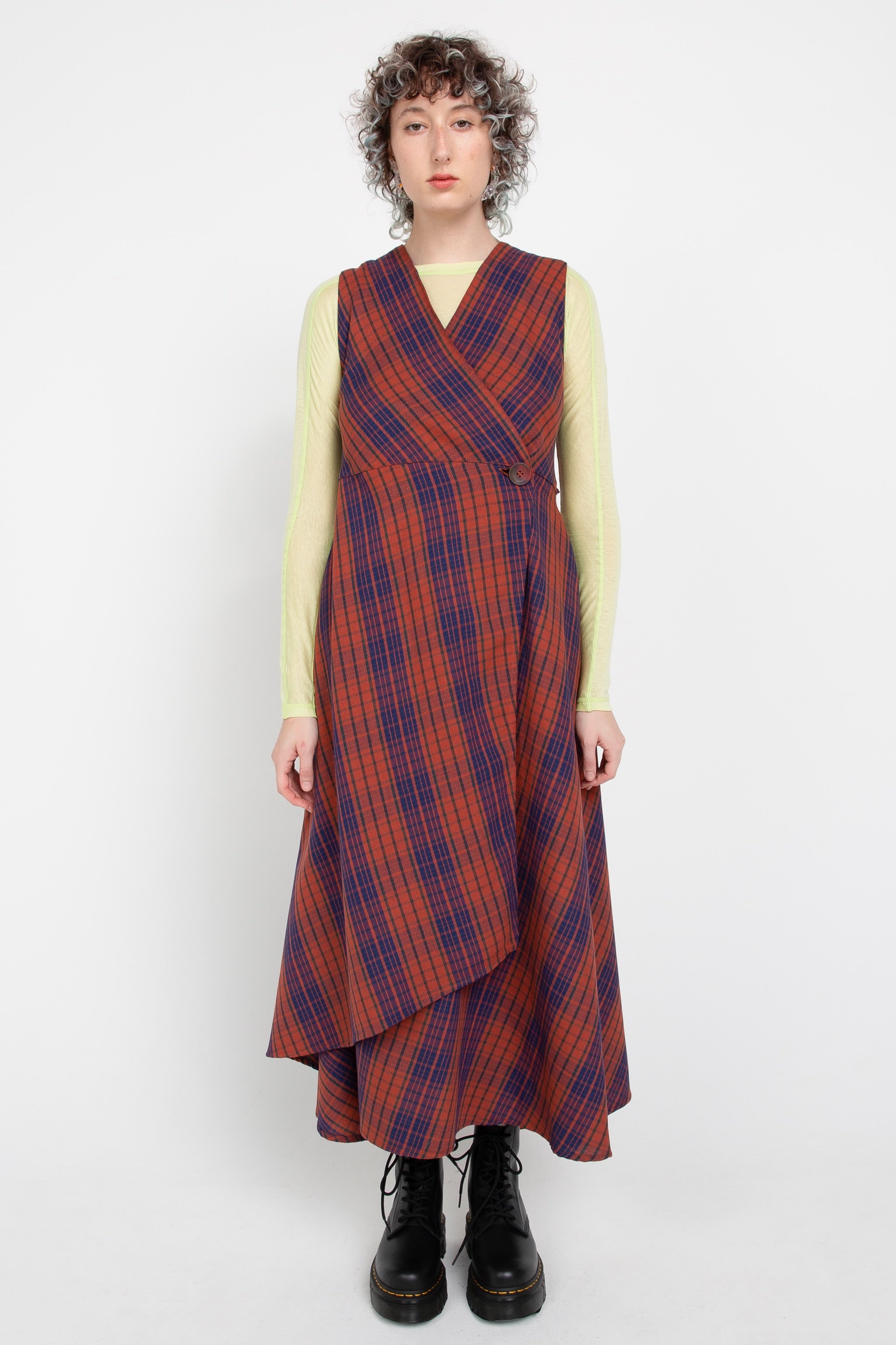 Checked wrap dress