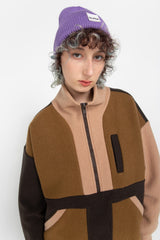 Brown/Beige fleece half zip jacket