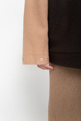 Brown/Beige fleece half zip jacket