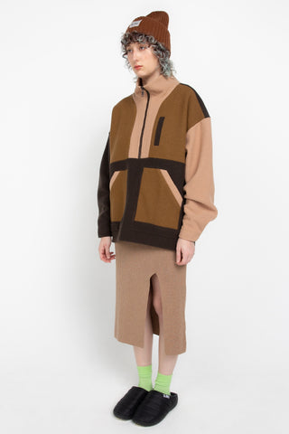 Brown/Beige fleece half zip jacket