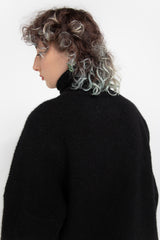 Black alpaca turtleneck sweater