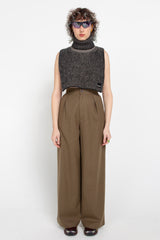 Khaki brown wool tailored trousers