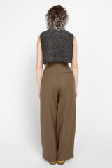 Khaki brown wool tailored trousers