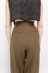 Khaki brown wool tailored trousers