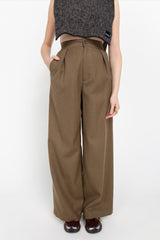 Khaki brown wool tailored trousers